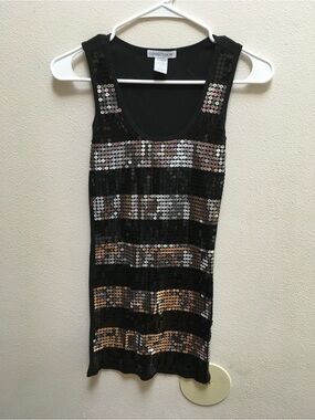 Connection 18 Black Sequin Striped Mini Dress
